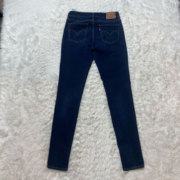 Levis 711 Skinny Jeans Womens Size 27 Stretch Dark Wash Blue Denim - Picture 4 of 5